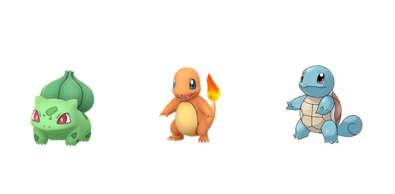 Kanto starters Bulbasaur Charmander Squirtle