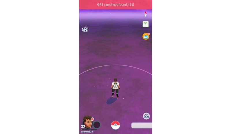 Showing Pokémon GO location error screen
