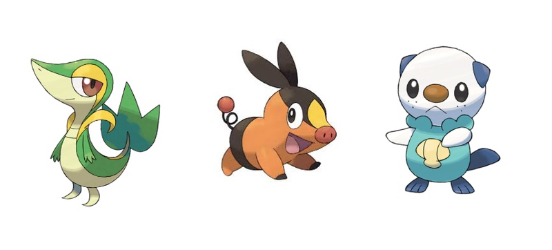 Unova starter Pokémon trio