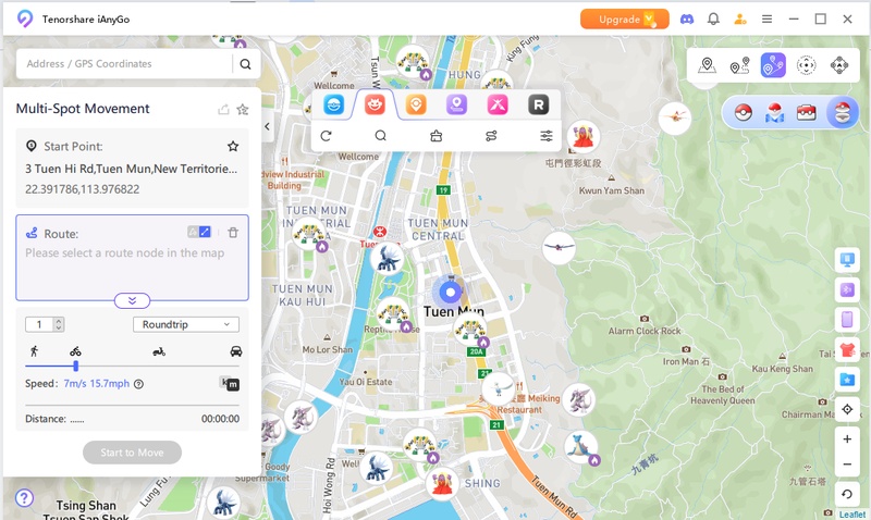 Clicking on start modify in iAnyGo to spoof location
