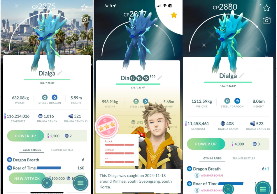 Origin Forme Dialga Pokémon GO 100 IV collection