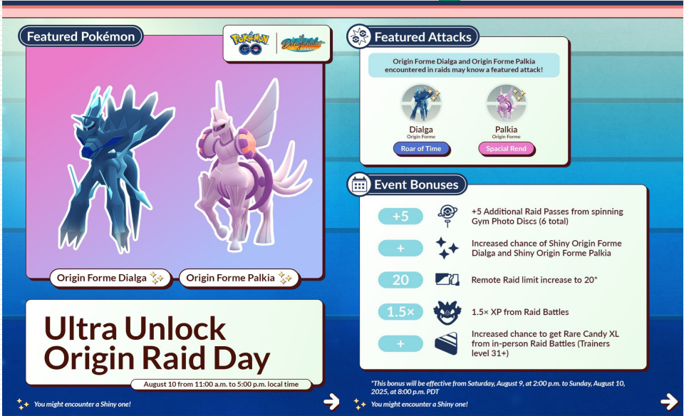 Origin Forme Dialga Ultra Unlock event