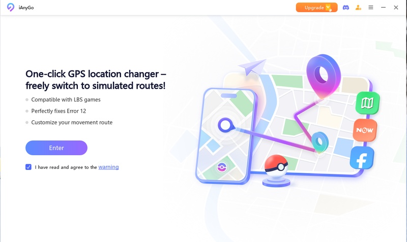 Launch iAnyGo and connect device
