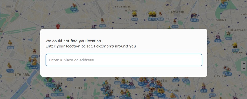 Search list finds Pokémon locations