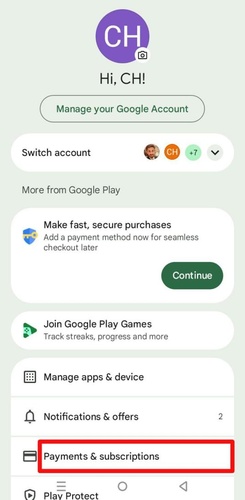 إلغاء اشتراكات Google Play