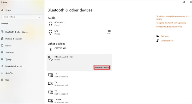 إلغاء اقترانات Bluetooth القديمة