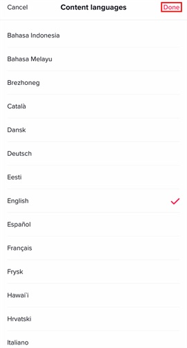 change tiktok region language