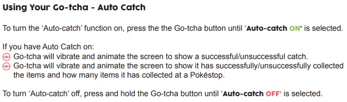 Enabling auto-catch on Go-tcha Evolve