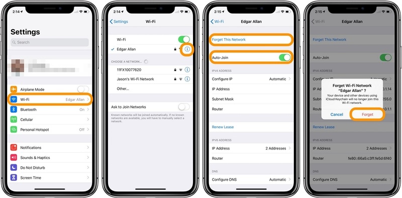 iアイコンでWi-Fi設定を開く