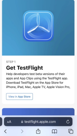 تثبيت TestFlight من متجر التطبيقات