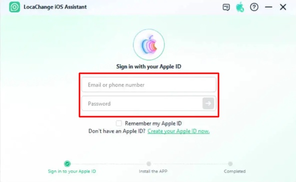 شاشة تسجيل الدخول إلى مساعد iOS من LocaChange
