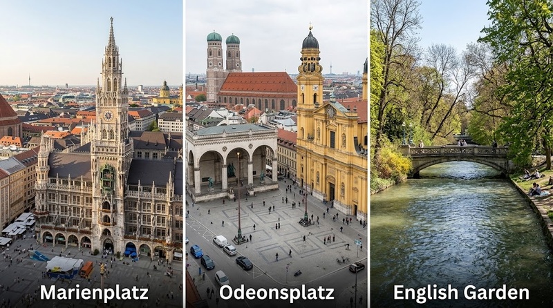 Map of Munich with central landmarks