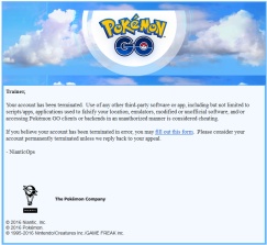 Pokémon GO thirty day ban