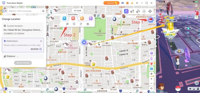Scanning nearby raid battles with iAnyGo