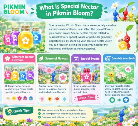 Special nectar affects Pikmin flower types