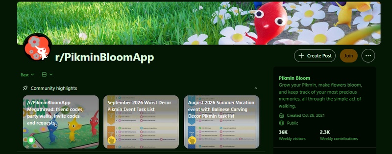 Reddit 版上分享 Pikmin Bloom 好友碼