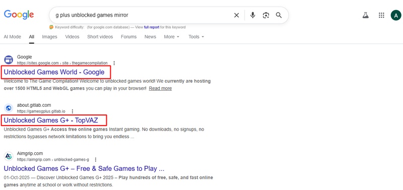 Unblocked games G Plus mirror site