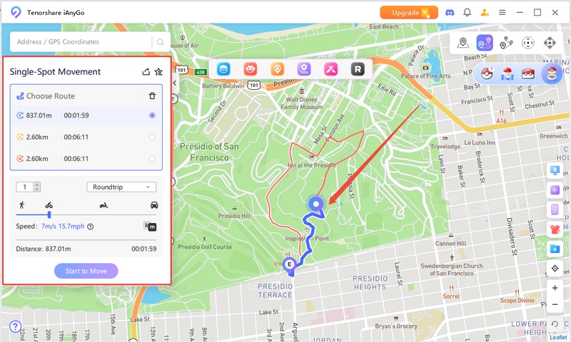 Activate movement simulation path