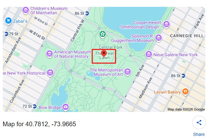 Central Park coordinates