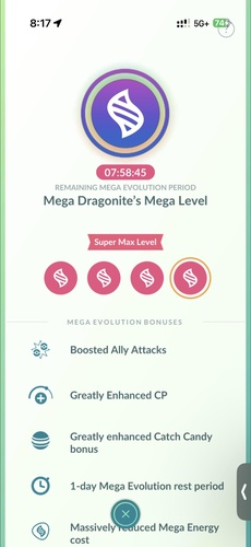 Mega Dragonite lasts eight hours