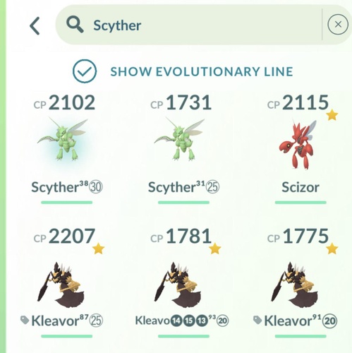 Opening Pokémon collection in Pokémon GO
