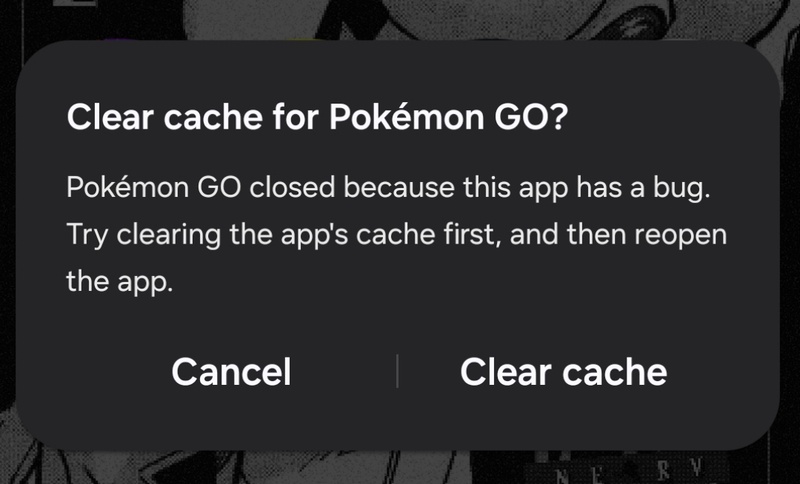 Tap Clear Cache button on screen