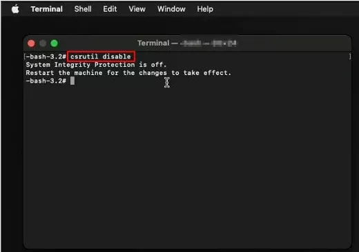 Befehl csrutil disable Schritt