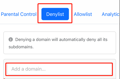 Denylist add domains