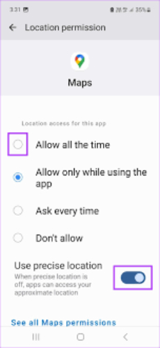 Allow all the time