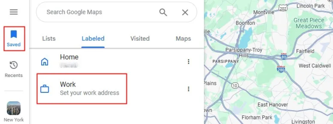 work location in google maps