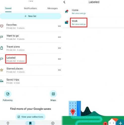mobile: work location in google maps