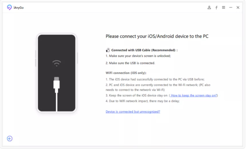 tenorshare iAnyGo USB & WIFI Connection