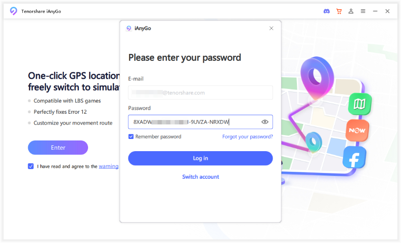 login with your tenorshare password