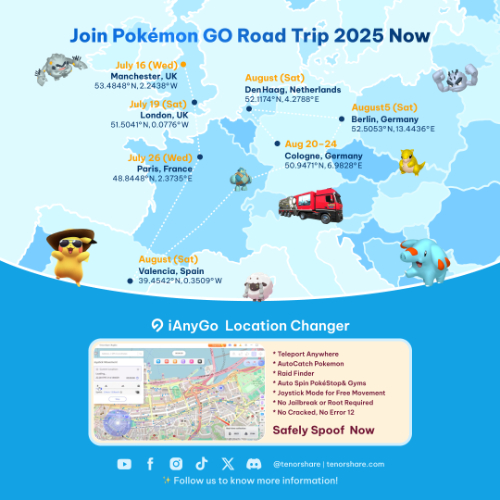 pokemon go road trip coordinate Map