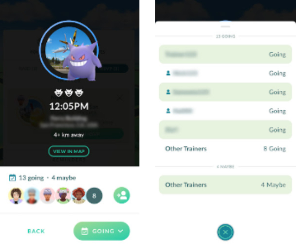 Pokemon GO RSVP Planner schedule
