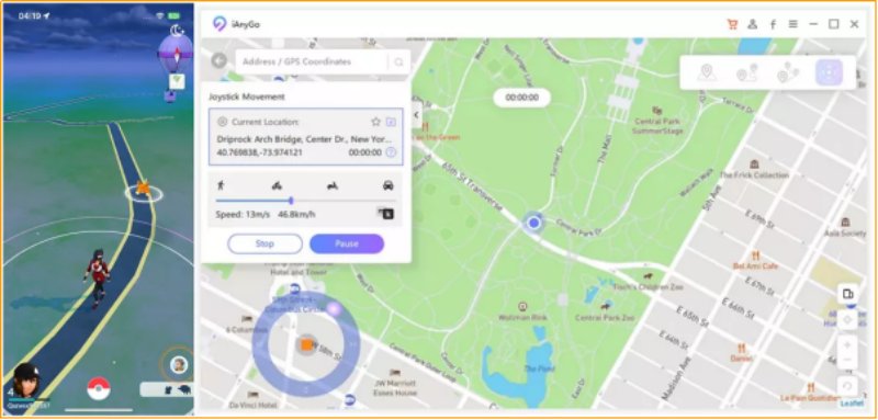 iAnyGo joystick in pokemon go